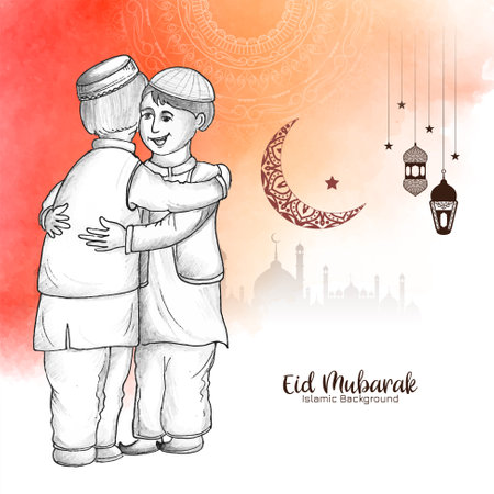 Eid Mubarak traditional muslim festival religious background vectorのイラスト素材