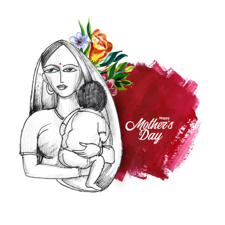 Happy Mother's Day celebration greeting card modern design vectorのイラスト素材