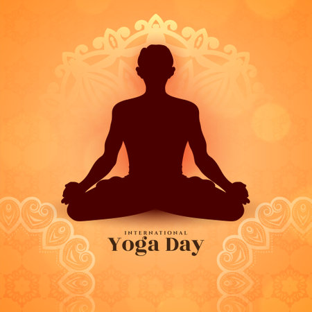 Decorative International Yoga day elegant background vectorのイラスト素材