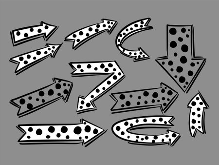 Hand drawn line art doodle style vector arrow collection vectorのイラスト素材