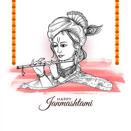 Happy janmashtami Indian religious festival celebration background vectorのイラスト素材