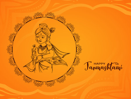 Happy janmashtami festival celebration greeting card design vectorのイラスト素材
