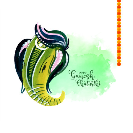 Beautiful Happy Ganesh Chaturthi festival greeting background vectorのイラスト素材