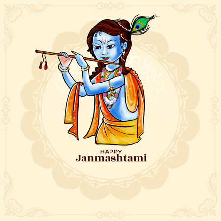 Happy janmashtami festival religious celebration background vectorのイラスト素材
