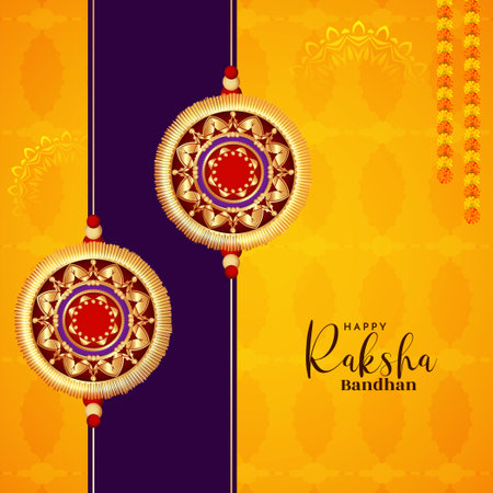 Beautiful Happy Raksha Bandhan Hindu festival card design vectorのイラスト素材