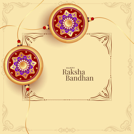 Cultural Indian festival Happy Raksha Bandhan celebration card vectorのイラスト素材