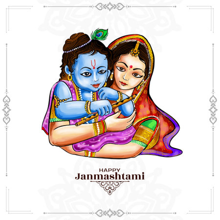 Beautiful Happy janmashtami hindu festival background design vectorのイラスト素材