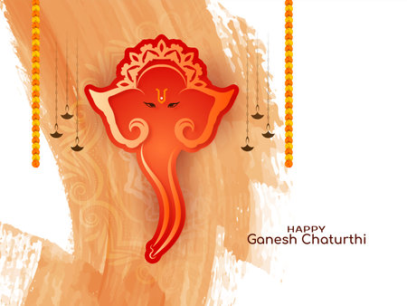 Cultural Happy Ganesh Chaturthi festival celebration background vectorのイラスト素材