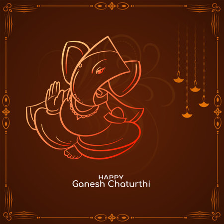 Happy Ganesh Chaturthi Indian festival celebration card vectorのイラスト素材