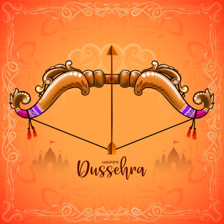 Happy Dussehra cultural hindu festival background design vectorのイラスト素材