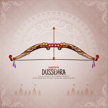 Beautiful Happy Dussehra hindu festival greeting card design vectorのイラスト素材