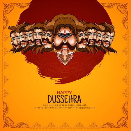 Indian festival Happy Dussehra greeting background design vectorのイラスト素材