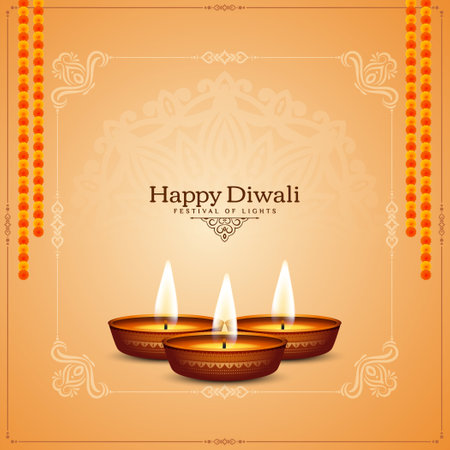 Happy Diwali Indian traditional festival greeting background vectorのイラスト素材