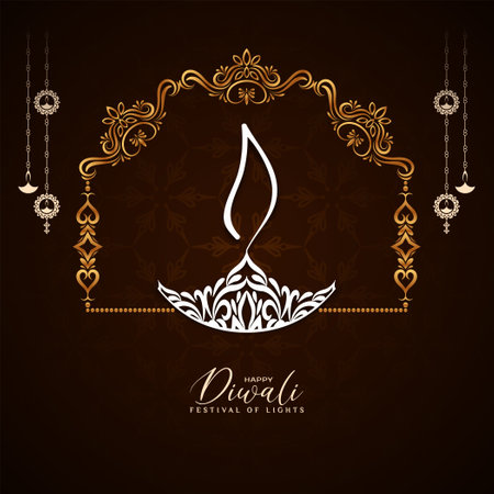 Happy Diwali Indian festival elegant cultural background vectorのイラスト素材