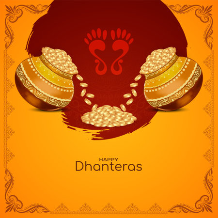 Happy Dhanteras Indian hindu religious festival background vectorのイラスト素材