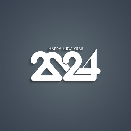 Happy new year 2024 creative text design on dark background vectorのイラスト素材