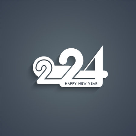 Modern Happy new year 2024 text design on dark background vectorのイラスト素材