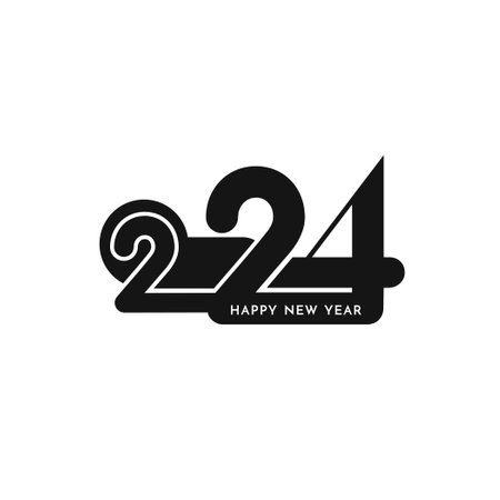 Elegant Happy new year 2024 text design on white background vectorのイラスト素材