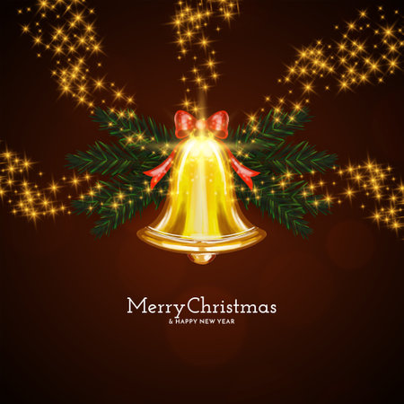 Merry Christmas festival elegant stylish background with golden bell vectorのイラスト素材