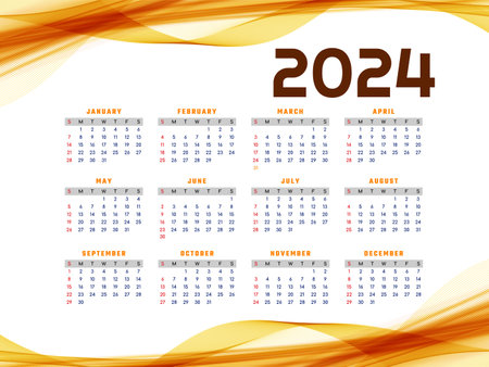 Beautiful 2024 new year calendar decorative design vectorのイラスト素材