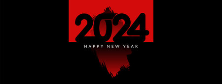 Stylish Happy new year 2024 banner design vector