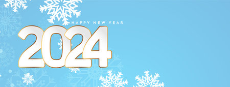 Modern Happy new year 2024 celebration banner design vectorのイラスト素材