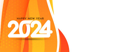 Stylish Happy new year 2024 banner design vectorのイラスト素材