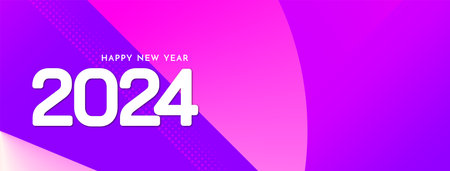 Happy new year 2024 modern celebration banner design vectorのイラスト素材