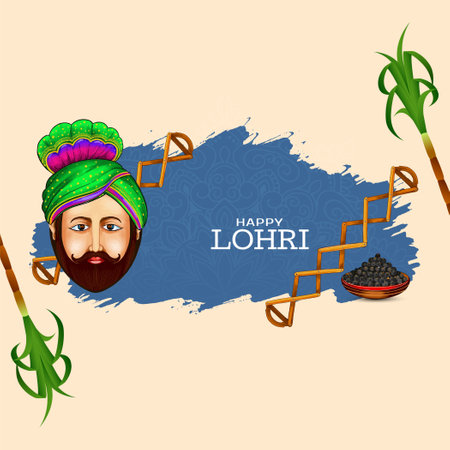 Modern Happy Lohri indian punjabi sikh festival elegant background design vectorのイラスト素材