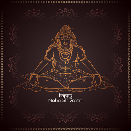Traditional Happy Maha Shivratri Indian festival decorative background design vectorのイラスト素材