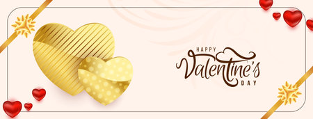 Happy Valentines day 14th february celebration elegant love banner design vectorのイラスト素材