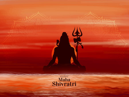 Happy Maha Shivratri Indian festival elegant greeting card background vectorのイラスト素材