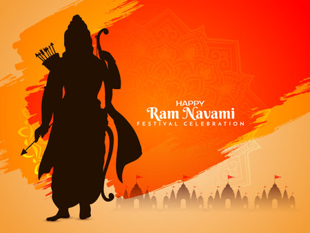 Happy Shree Ram Navami Indian religious festival background design vectorのイラスト素材