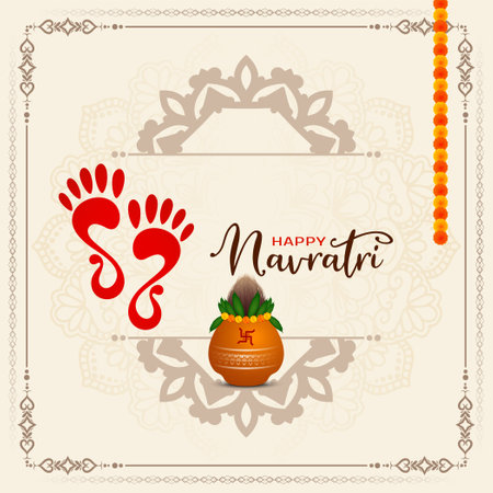 Elegant Happy Navratri religious Indian festival card vectorのイラスト素材