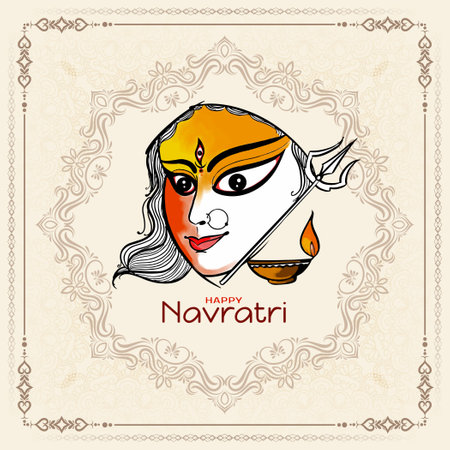 Happy Navratri traditional Indian festival background card vectorのイラスト素材