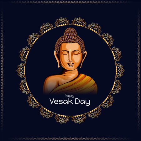 Happy Vesak day or mahavir jayanti background with lord buddha vectorのイラスト素材