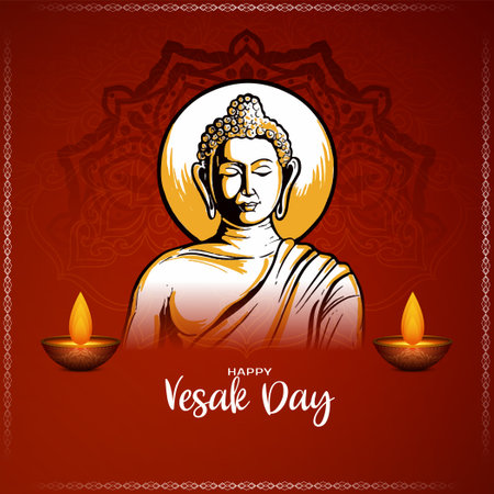 Happy Vesak day or buddha purnima hindu festival celebration background vectorのイラスト素材