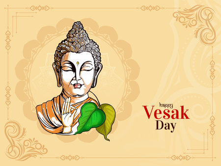 Happy Buddha purnima and Vesak day religious festival celebration card vectorのイラスト素材