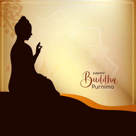 Beautiful Happy Buddha Purnima Indian festival celebration card vectorのイラスト素材