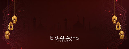 Cultural Eid al adha mubarak Islamic festival decorative banner vectorのイラスト素材