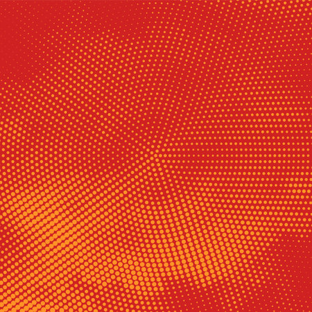 Modern yellow halftone design decorative red background vectorのイラスト素材