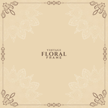 Elegant vintage floral frame background design vectorのイラスト素材