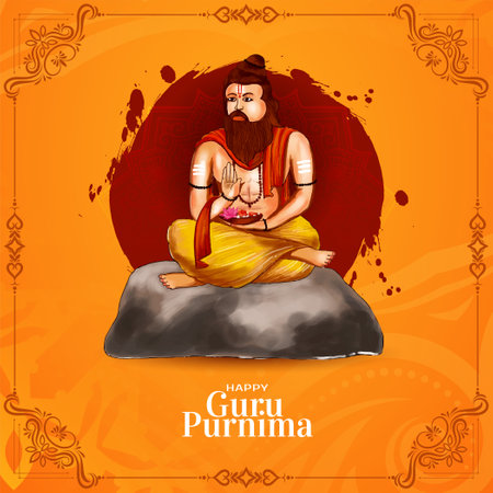 Elegant Happy Guru Purnima Indian festival celebration background vectorのイラスト素材