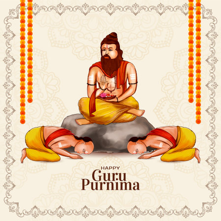 Elegant Happy Guru Purnima Indian festival celebration background vectorのイラスト素材