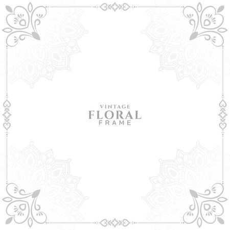 Elegant ethnic floral frame decorative background vectorのイラスト素材