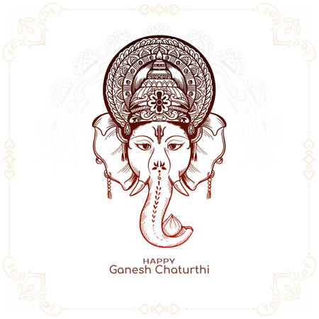 Elegant Happy Ganesh Chaturthi Indian traditional festival card vectorのイラスト素材