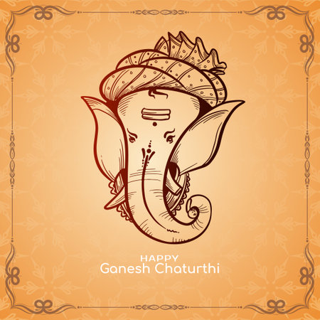 Happy Ganesh Chaturthi religious Indian festival background design vectorのイラスト素材