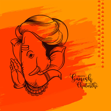 Happy Ganesh Chaturthi religious Indian festival background design vectorのイラスト素材
