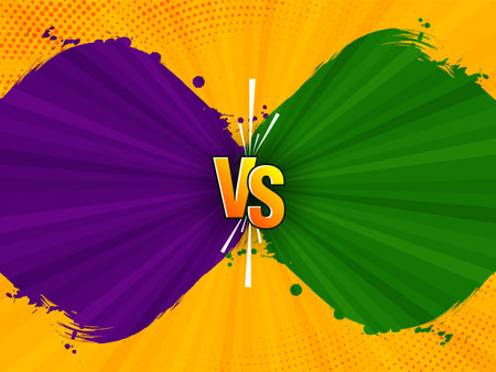 Purple and green comic style versus vs screen background vectorのイラスト素材