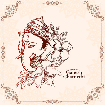 Beautiful Happy Ganesh Chaturthi Indian festival religious background vectorのイラスト素材